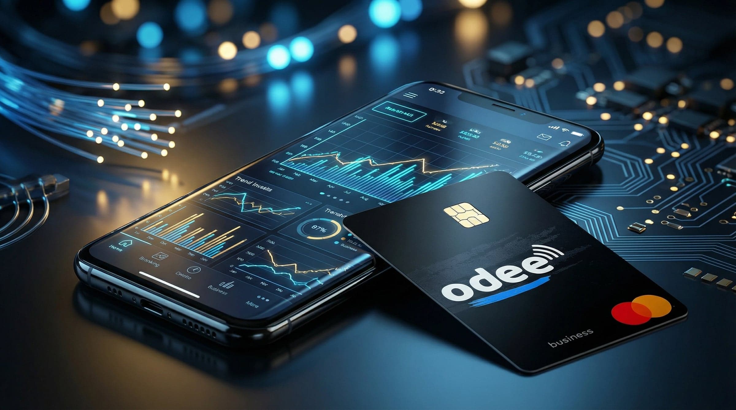 Odee Debit Card and Banking App Interface